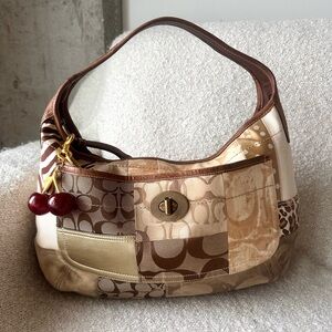 Coach Patchwork Hobo Bag - Brown and Cream